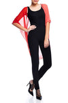 Model wearing short red ombre chiffon kimono facing forward